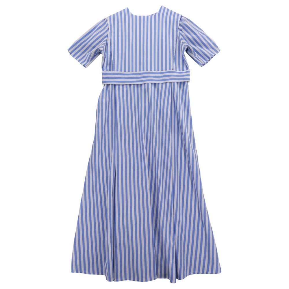 Blue‎ Striped Dress Handmade Mennonite Plain B38" L47" Short Sleeve Lancaster PA
